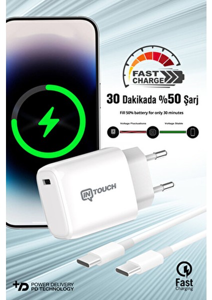 Smarty 25W Type C Hızlı Şarj Adaptörü Ev Kullanımı İçin Uygun Kablosu ile indirimleri