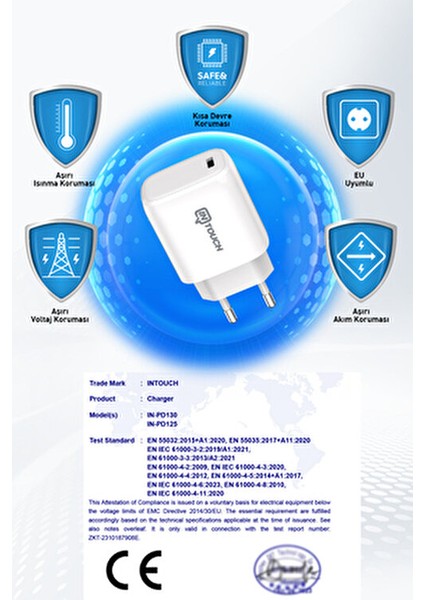 Smarty 25W Type C Hızlı Şarj Adaptörü Ev Kullanımı İçin Uygun Kablosu ile