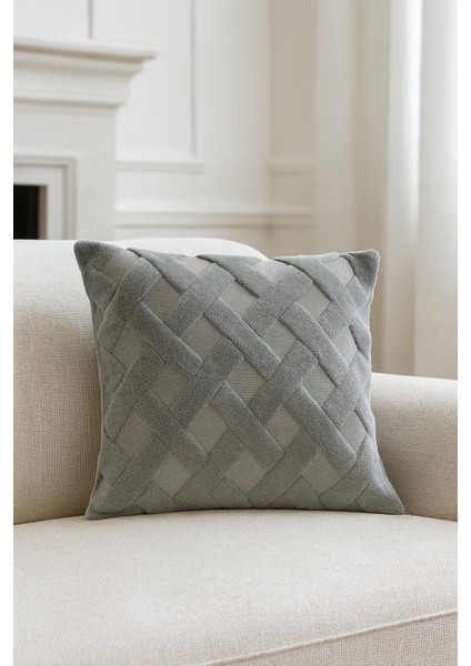1 Adet Gri Çizgili Pofuduk Kırlent Kılıfı 42X42 cm fiyatları
