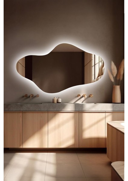 Asimetrik LED Aydınlatmalı Dekoratif Duvar Banyo Hol Salon Aynası