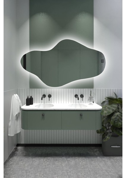 Asimetrik LED Aydınlatmalı Dekoratif Duvar Banyo Hol Salon Aynası fiyatları