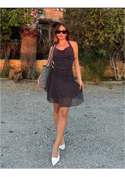 Elbise Puantiyeli - Siyah - M