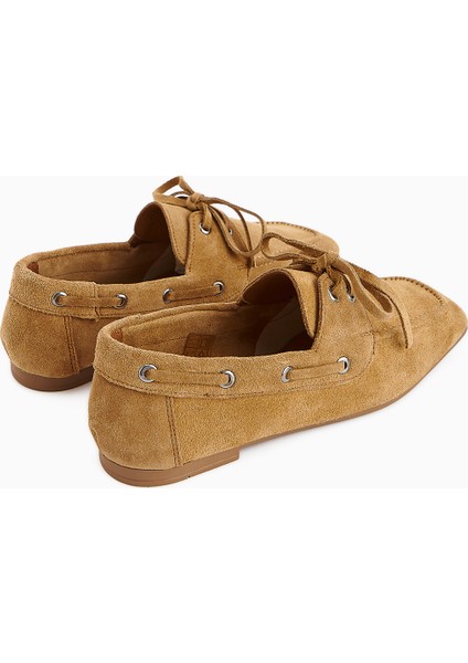Arian Hakiki Deri Bal Köpüğü Süet Bağcıklı Makosen Günlük Loafer Kadın Ayakkabı indirimleri
