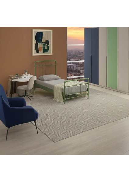 Odin Tek Kişilik Metal Karyola-Yeşil (Ahşap Latalı)