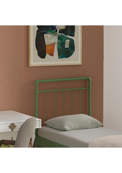 Odin Tek Kişilik Metal Karyola-Yeşil (Ahşap Latalı) modelleri