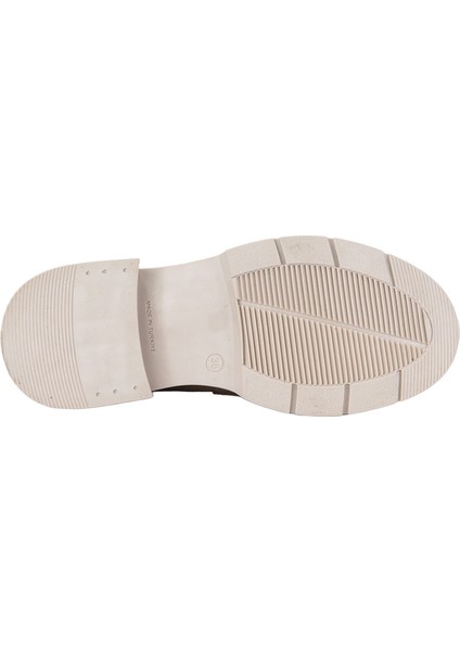 257003 Hakiki Deri Loafer Kadın Ayakkabı Tokalı Fırfırlı modelleri
