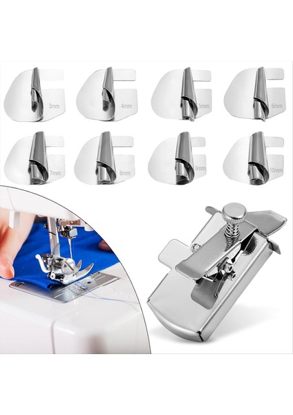 Dikiş Haddelenmiş Hemmer Ayak ve Manyetik Dikiş Kılavuzu, 3/4/5/6/7/8/9/10MM 8 Boyutlar Geniş Haddelenmiş Hem Presser Ayağı (Yurt Dışından) fiyatları