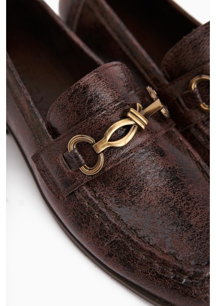 Kali Kahve Zincir Detaylı Loafer Kadın Ayakkabı indirimleri