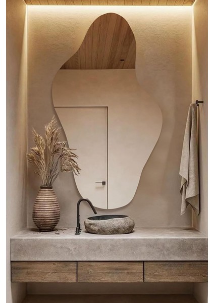 Asimetrik LED Aydınlatmalı Dekoratif Duvar Banyo Hol Salon Aynası modelleri