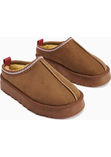 Anne-Liis Taba Süet Dokuma Detaylı Kışlık Terlik