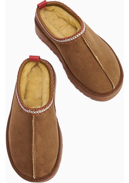 Anne-Liis Taba Süet Dokuma Detaylı Kışlık Terlik modelleri