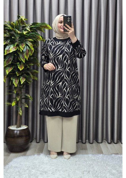 Kadın Tesettür Giyim Büyük Beden Trend Simli Tunik