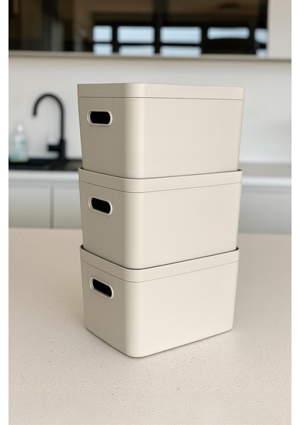 Linea 6 Parça Dolap Içi Mutfak Çocuk Odası Raf Düzenleyici Saklama Kutusu - Bej