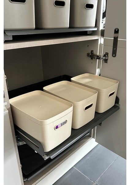 Linea 6 Parça Dolap Içi Mutfak Çocuk Odası Raf Düzenleyici Saklama Kutusu - Bej fiyatları