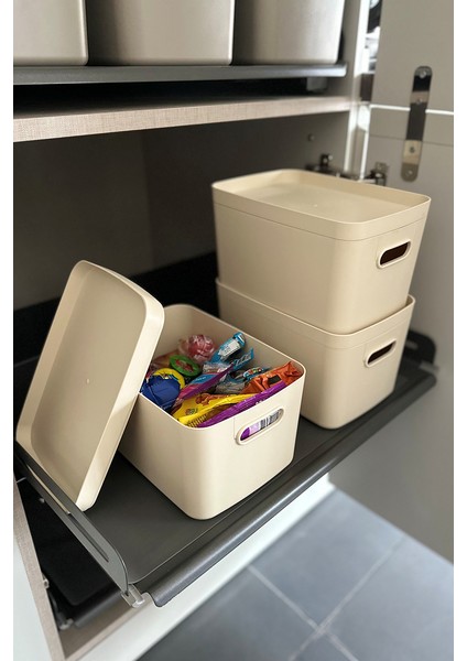 Linea 6 Parça Dolap Içi Mutfak Çocuk Odası Raf Düzenleyici Saklama Kutusu - Bej fırsatları