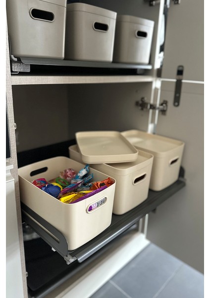 Linea 6 Parça Dolap Içi Mutfak Çocuk Odası Raf Düzenleyici Saklama Kutusu - Bej indirimleri