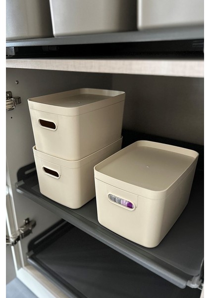 Linea 6 Parça Dolap Içi Mutfak Çocuk Odası Raf Düzenleyici Saklama Kutusu - Bej