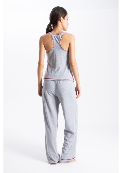 Kadın Gri Melanj Raporlu Kaşkorse Doku Seoul 3 Lü Pijama Takım fırsatları