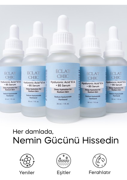 Yoğun Nemlendirme ve Dolgunlaştırıcı Etkili Yenileyici Cilt Bakım Serumu (Hyaluronic Acid %1.4 + B5) indirimleri