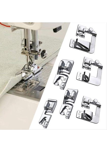 6pcs Haddelenmiş Baskı Ayağı, Geniş Haddelenmiş Ayak Seti, Çoğu Düşük Dikiş Makinesi Için Dar Hemmer Ayak Seti (Yurt Dışından) fiyatları