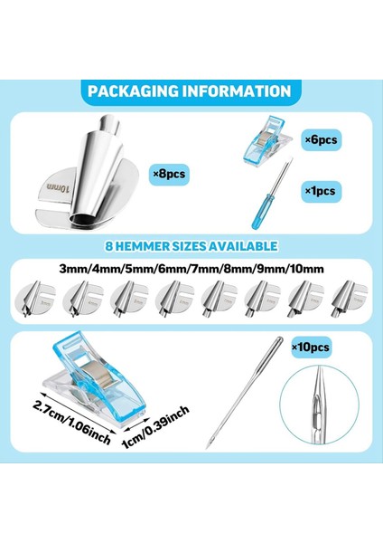 8 Pcs Dikiş Haddelenmiş Hemmer Ayak Seti 3-10MM 8 Boyutlar Haddelenmiş Hem Baskı Ayağı Dikiş Klipsleri ile Dikiş Iğneleri Ev Için (Yurt Dışından) fiyatları