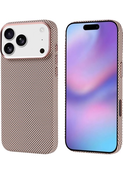 iPhone 17 Pro Max Kılıf M-Safe Şarj Özellikli Karbon Fiber Görünümlü Mxsp Nekst Kapak - Gold