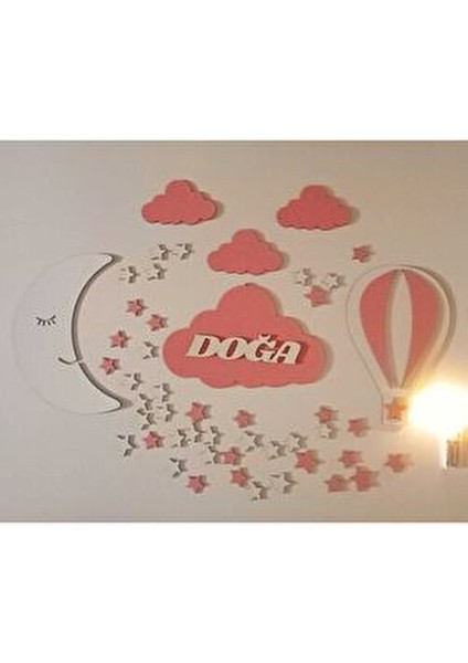 Ahşap Işıklı Çocuk Odası Dekoru Sevimli Bulut ve Yıldız Teması 30 cm fırsatları