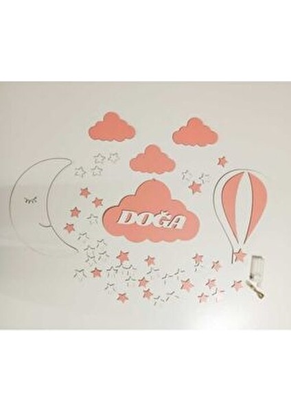 Ahşap Işıklı Çocuk Odası Dekoru Sevimli Bulut ve Yıldız Teması 30 cm indirimleri