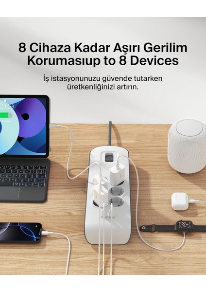 Belkın BSV604 2 Metre 6lı Usba Akım Kor. Prız