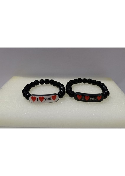 2'li Siyah Inci I Love You Yazılı Model Kadın Bileklik Seti fırsatları