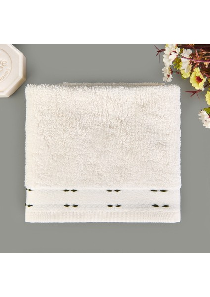 Soft Tiny El Havlusu - Ekru / Yeşil - 30X50 cm