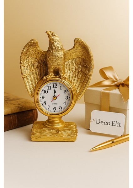 Kartal Figürlü Gold Masa Saati – 21X13 Cm, Premium Koleksiyon Dekor Ev Ofis Hediyesi modelleri