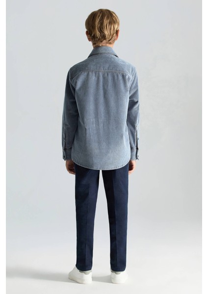 Saf Pamuk Çizgi Desenli Açık Mavi Çocuk Ceket Gömlek modelleri