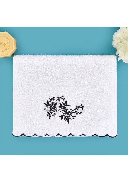 Soft French Cottage Onda El Havlusu - Ekru / Siyah - 30X50 cm