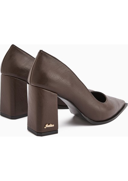 Lucy Kahve Kalın Topuklu Ayakkabı Kadın Stiletto indirimleri