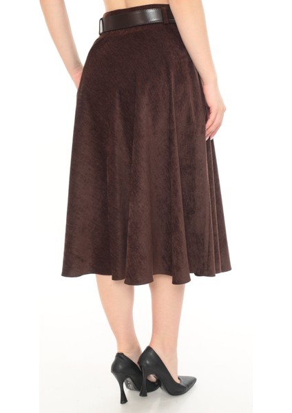 Kadın Kışlık Kloş Etek 780 Kadife Şöni Kumaş 75 cm Boyunda modelleri