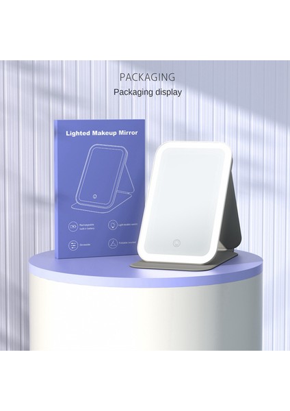 Tek Tıklamayla Üç Renkli 360 Derece Dönen Manyetik Kontrol Modeli LED Işıklı Canlı Ayna Makyaj Aynası, Pembe (Yurt Dışından) modelleri