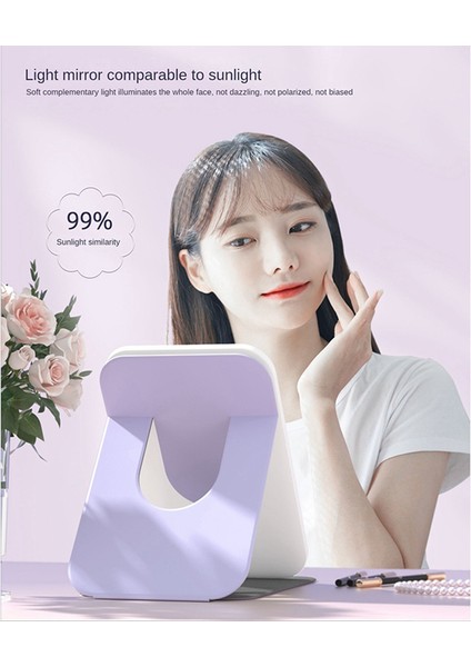 Tek Tıklamayla Üç Renkli 360 Derece Dönen Manyetik Kontrol Modeli LED Işıklı Canlı Ayna Makyaj Aynası, Pembe (Yurt Dışından) fırsatları