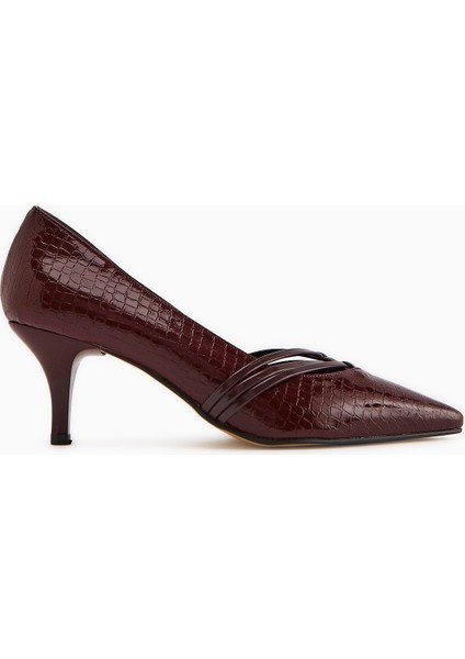 Riyam Bordo Kroko Desenli Kadın Stiletto Ayakkabı fiyatları