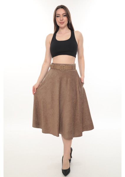 Kadın Kışlık Kloş Etek 780 Kadife Şöni Kumaş 75 cm Boyunda