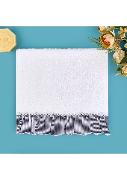 Soft French Cottage Twin Çizgi Desenli El Havlusu - Ekru - 30X50 cm