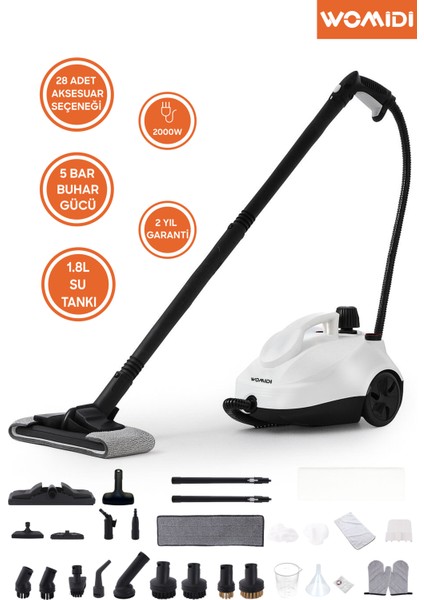 SW618-D Çok Fonksiyonlu 26 Parça Buharlı Temizleyici Paspas - Buharlı Temizlik Makinası