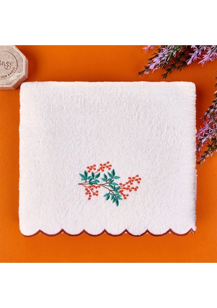 Soft Urban Delight Onda Yüz Havlusu - Ekru / Kahverengi - 50X90 cm