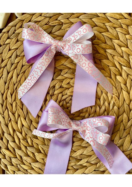 Kurdele Model Çocuk ve Yetişkinler Için Lila ve Pudra Renk El Yapımı Iki Adet Toka fiyatları