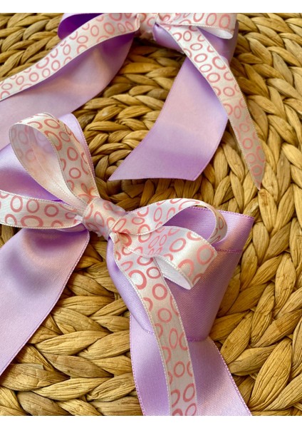 Kurdele Model Çocuk ve Yetişkinler Için Lila ve Pudra Renk El Yapımı Iki Adet Toka modelleri