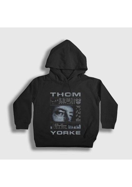 Unisex Çocuk Siyah Useless Thom Yorke Radiohead Kapüşonlu Sweatshirt
