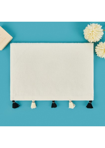 Soft Thea Püsküllü El Havlusu - Beyaz - 30X40 cm