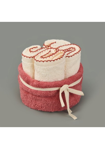 Soft Lina 4'lü Havlu Seti - Ekru / Gülkurusu - 30X40 cm modelleri