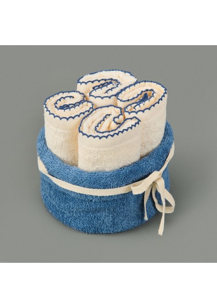 Soft Lina 4'lü Havlu Seti - Ekru / Mavi - 30X40 cm modelleri