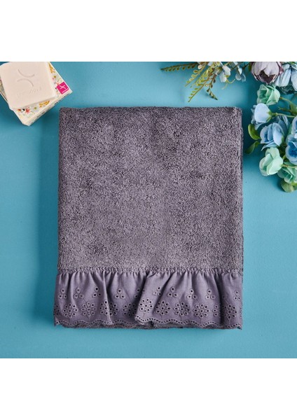Soft Fırfırlı Yüz Havlusu - Antrasit - 50X90 cm